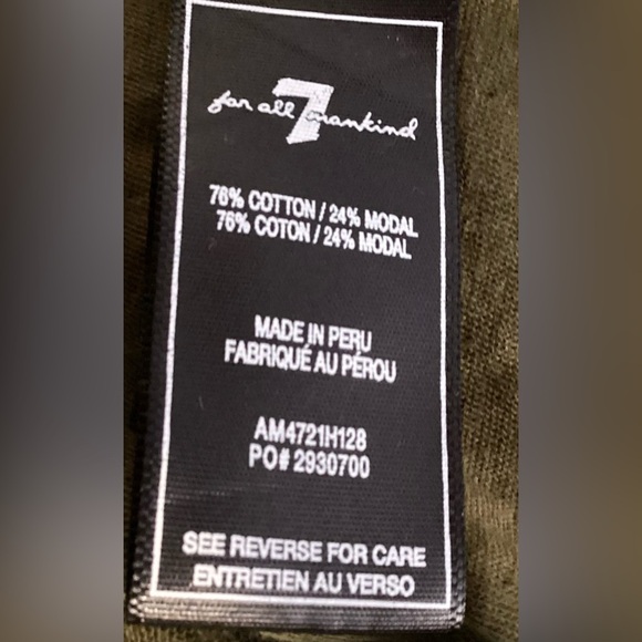 7 for all mankind long sleeve dark green, men’s  sweatshirt Med - Picture 9 of 10